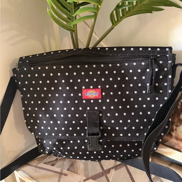 Dickies Black White Polka Dot Messenger Bag - Picture 1 of 3